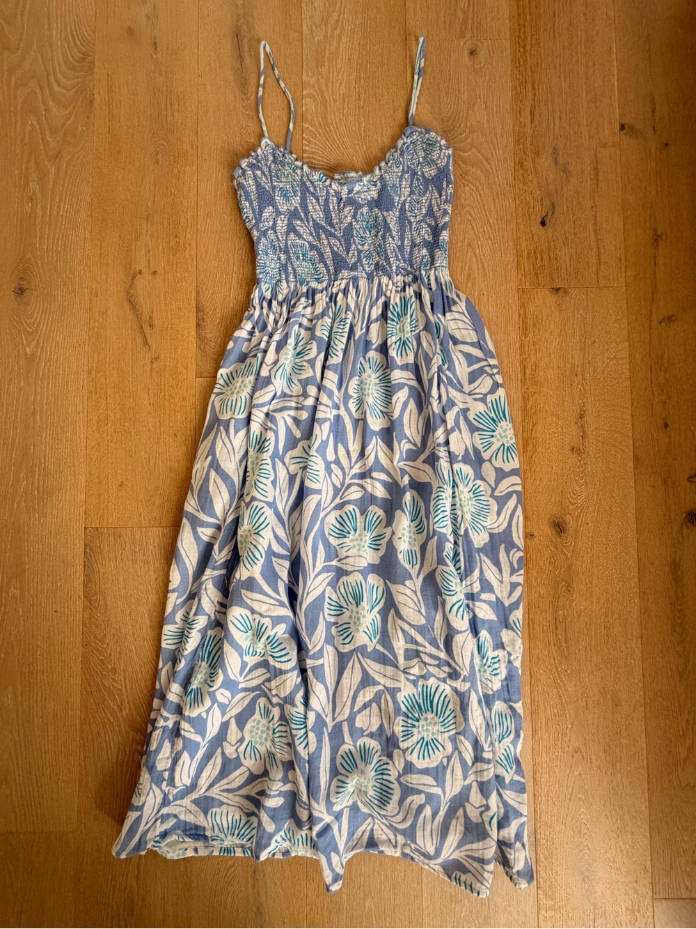 Free People Blue Floral Smocked Maxi Dress